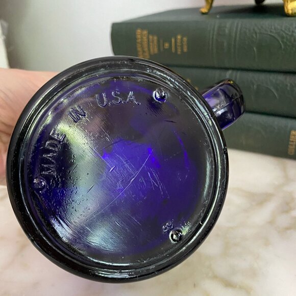 Vintage 90s Whimsigoth Libbey Celestial Sun Moon Stars Cobalt Blue Glass 2 Mugs - Picture 4 of 4